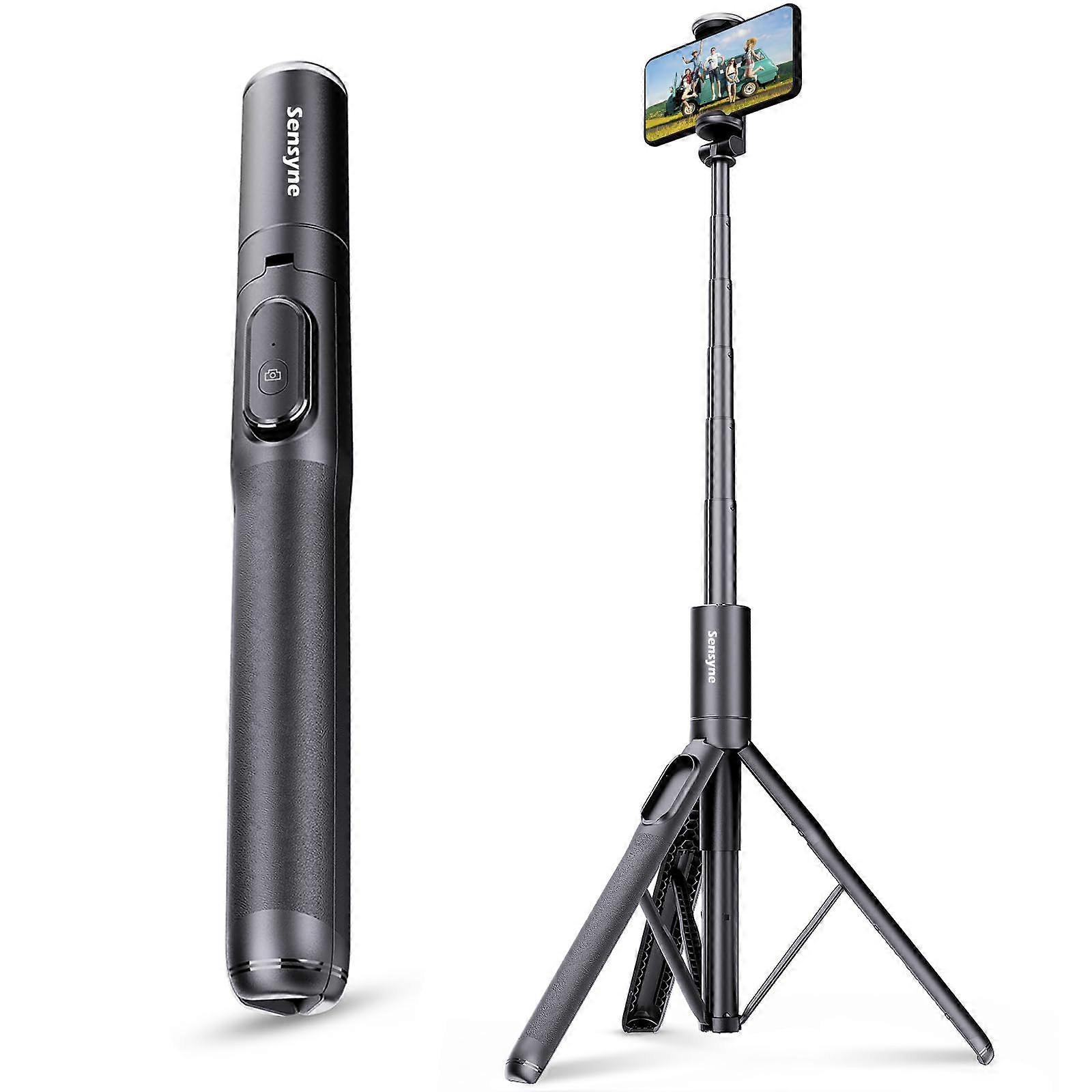 Phone Tripod & Selfie Stick for Smartphone Video Recording, 68 Inch Adjustable Height, Lightweight, Portable, Compatible with All Phones