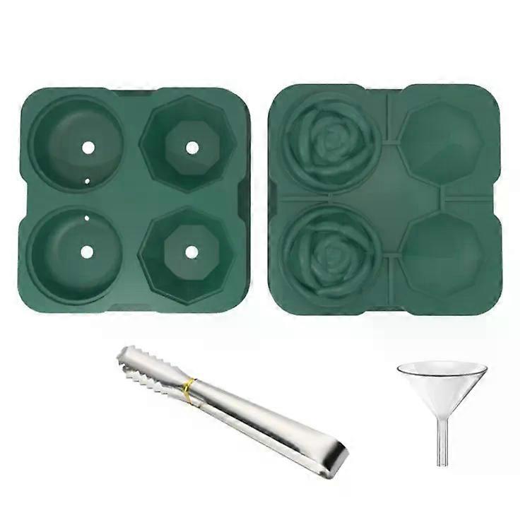 Rose Shape Ice Cube Molds-4-Hole Silicone Cocktail Ball Maker by