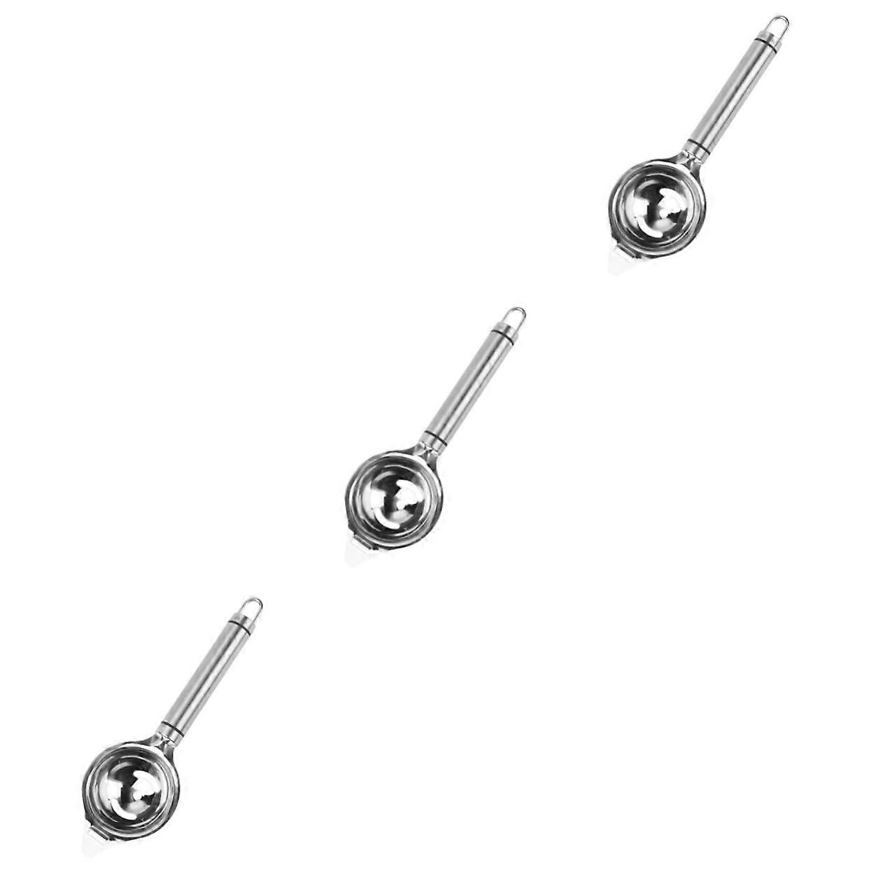 Egg Yolk Separators 3-Piece Set, 304 Stainless Steel With Handle, White For Cooking And Baking