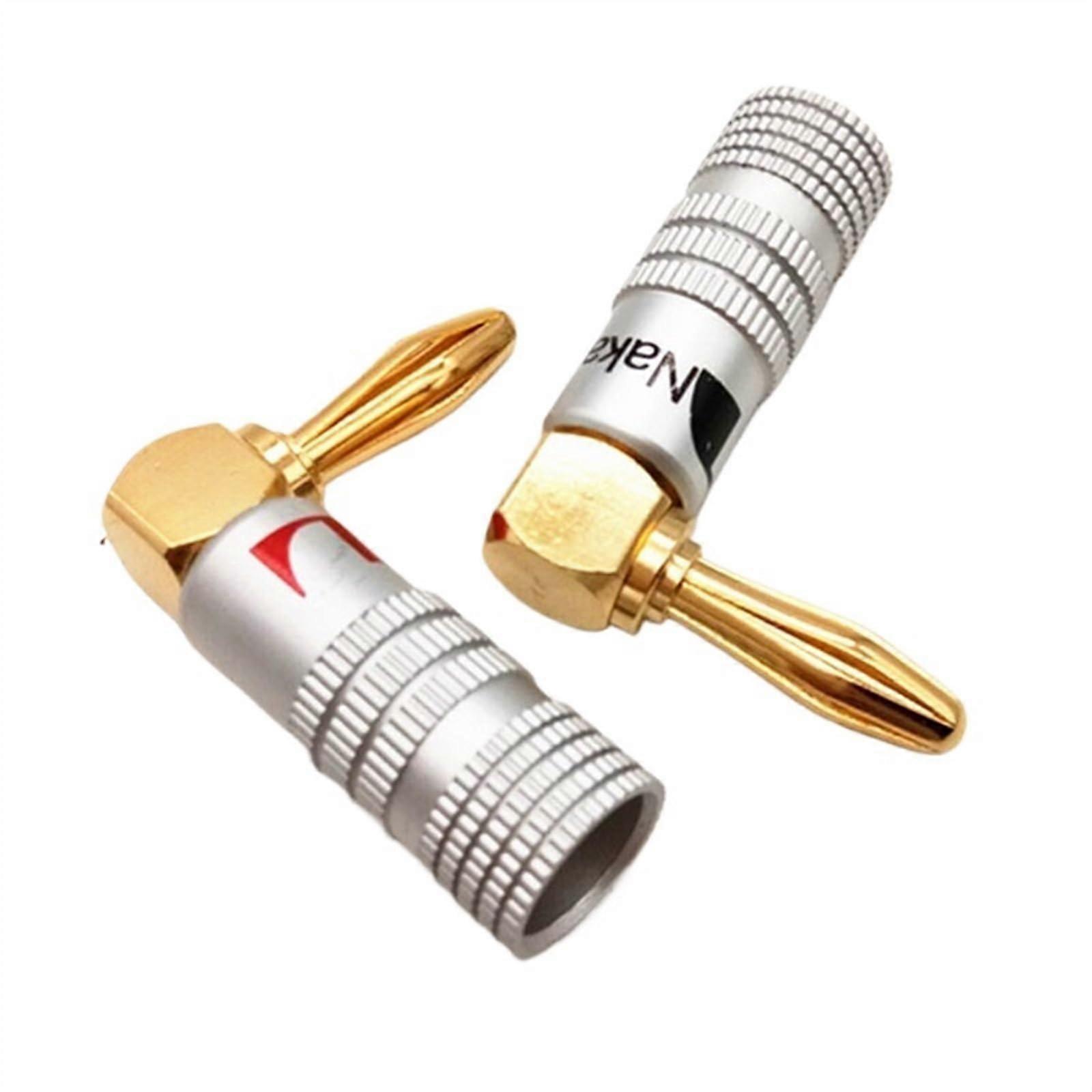 Banana Right Angle 90 Degree 4mm Gold-Plated Audio Video Adapter Connector - Random Color Speaker Connector (1 Piece)