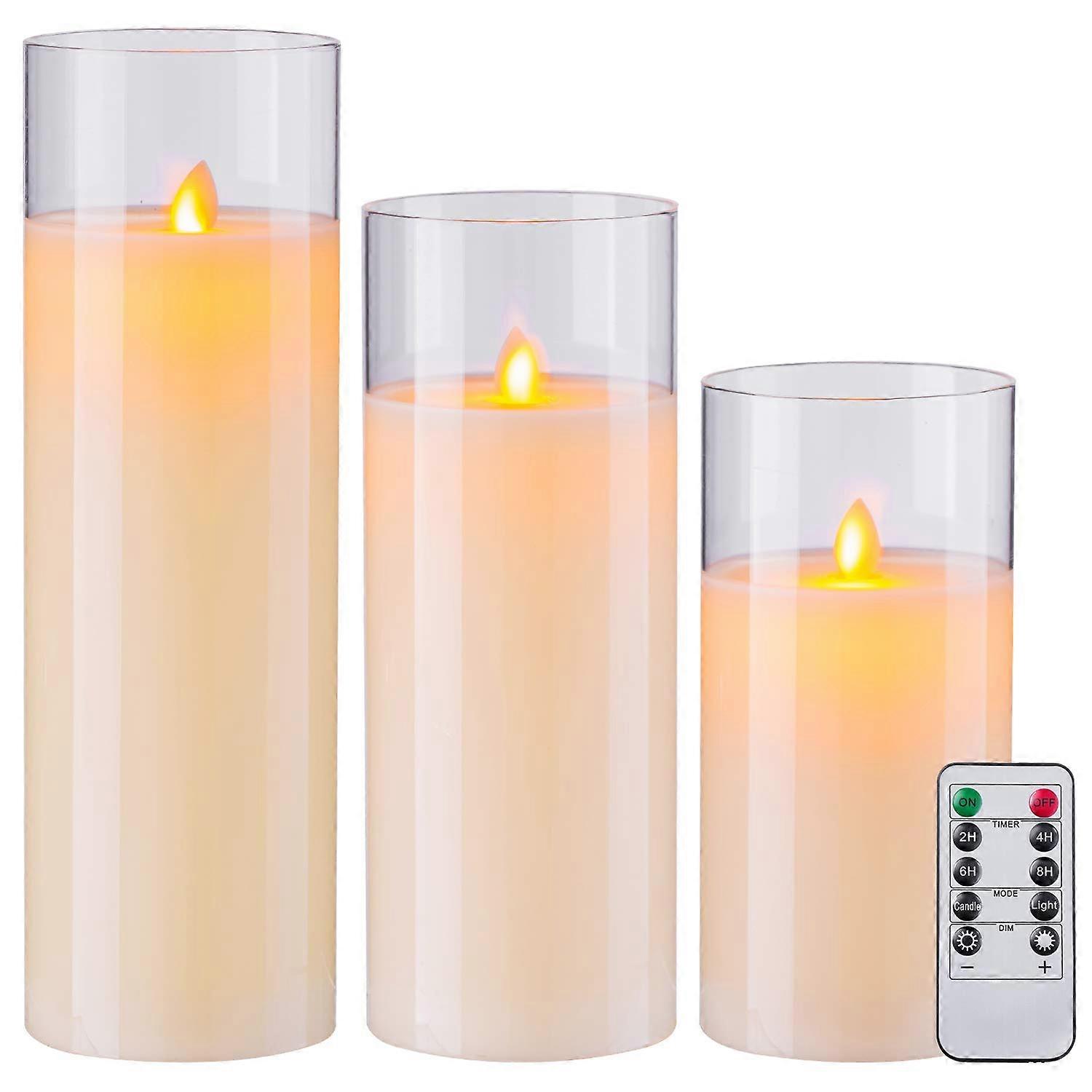 3 Flameless Candle Package Battery Real wax vibrating LED candle sets 24 hours with a remote control bike (3 'x 8' 10 '10' 12 ')