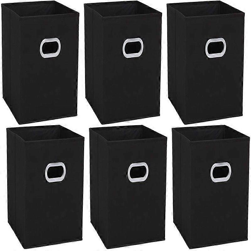 set of 6 fabric storage cube, storage box, storage locker, clothing storage, fabric storage box, with 2 plastic handles (black)