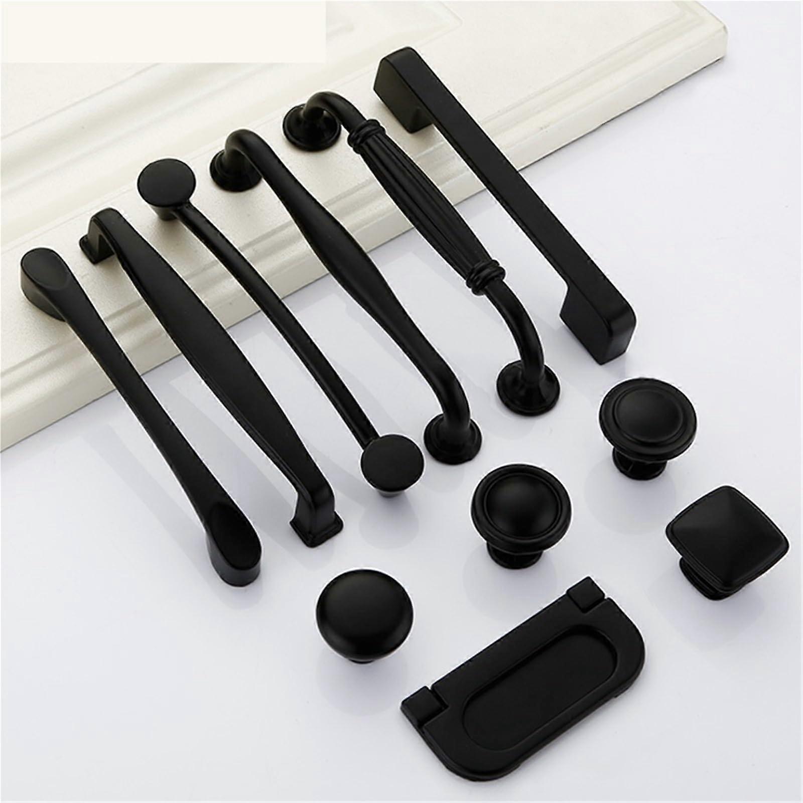 Black Kitchen Cabinet Door Handles Aluminium Alloy Cupboard Pull Handle Drawer Knobs 1Pcs Model 9016