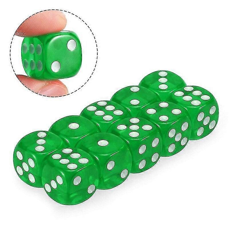 10 Pcs 14Mm Transparent Dark Green Dice