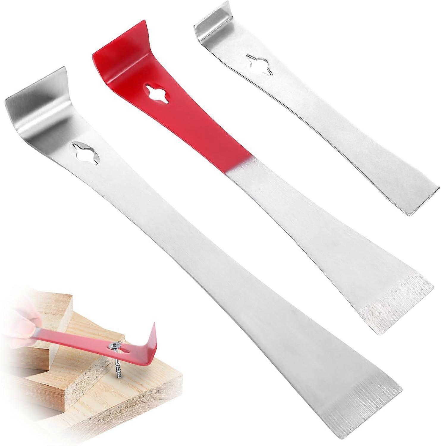 3PCS Stainless Steel Pry Bars Scraper Tool Set, Beekeeping Hive Scraper Hand Tool, Multi-Purpose Crowbar Durable Mini Flat Pry Bar