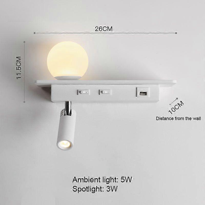 Bedside Modern Led Wall Lamp With Switch Usb Charging Wall Light Indoor Light Reading Wall Sconce Home Decor Bedroom Living Room