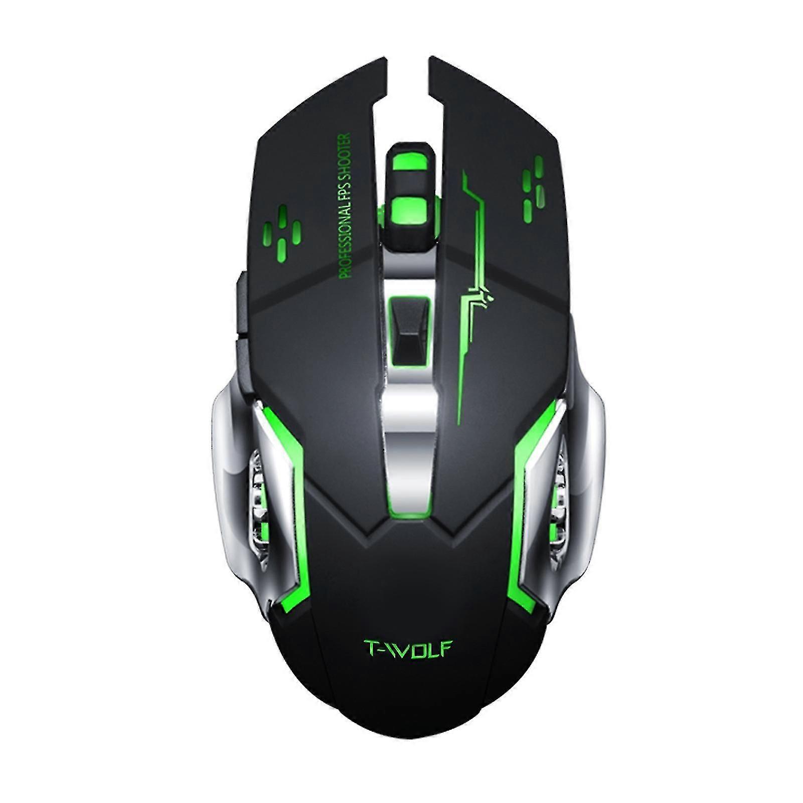 Q13 Wireless Mouse Mute Ergonomic Design Rechargeable 2.4GHz 2400DPI 6 Button Colorful Breathing Light Mouse for Gaming