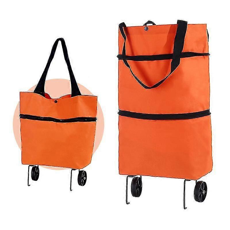 1pc Foldable Shopping Trolley With Wheels, 2 In 1 Lightweight Handcart Shopping Gift