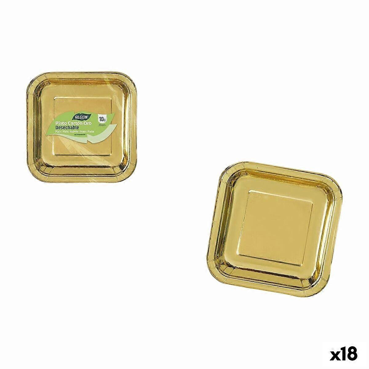 Bordenset Algon Golden 20 cm 10 Stuks (18 Stuks)