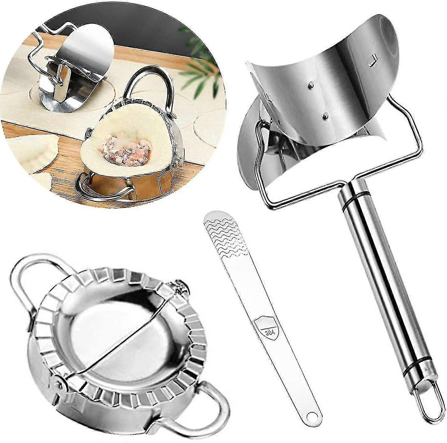 3stk Dumpling Maker, rustfrit stål Dumpling Mold og Dumpling Machine Press, 3.9 tommer