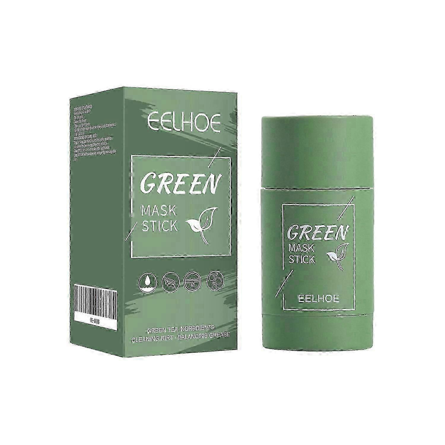 EELHOE Green Tea Solid Mask, Deep Cleansing Hydrating Mask Stick Pore-Narrowing Paste Mask Stick