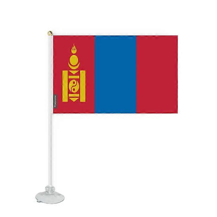 Suction Cup Flag - Mongolia - 14 x 21 cm - Durable Polyester - Printed on Both Sides - Lightweight and Sturdy