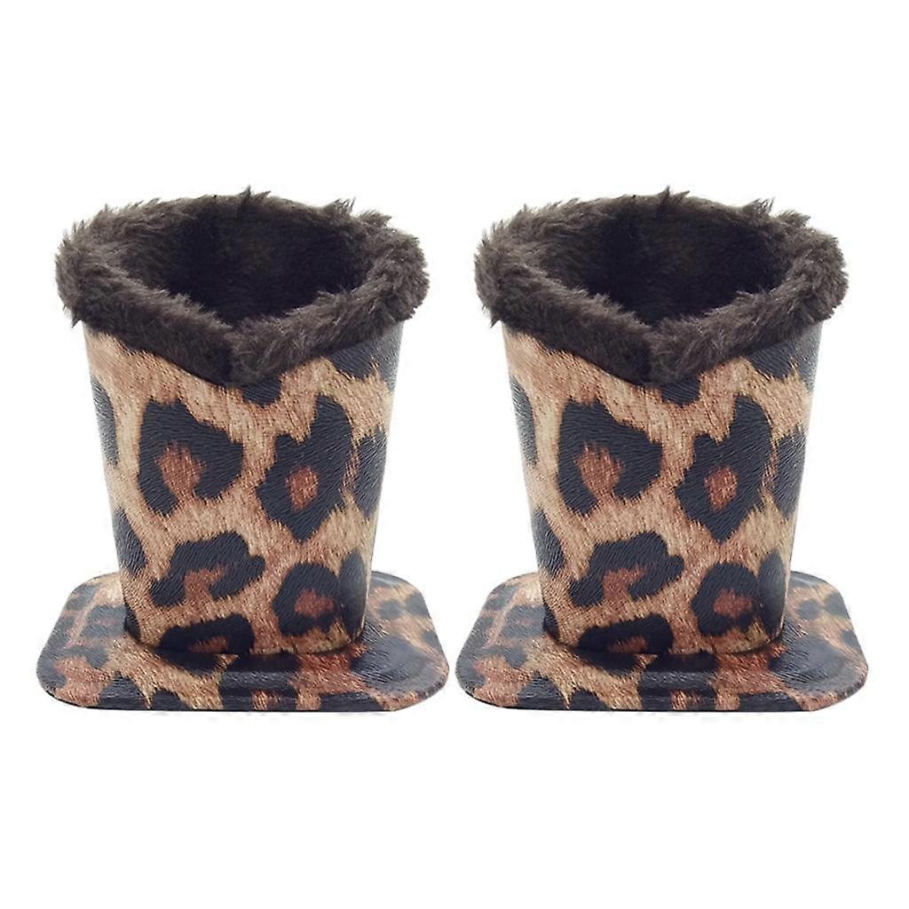 2x Plush Lined Eyeglass Holder Stand Case For Desk or Nightstand Leopard