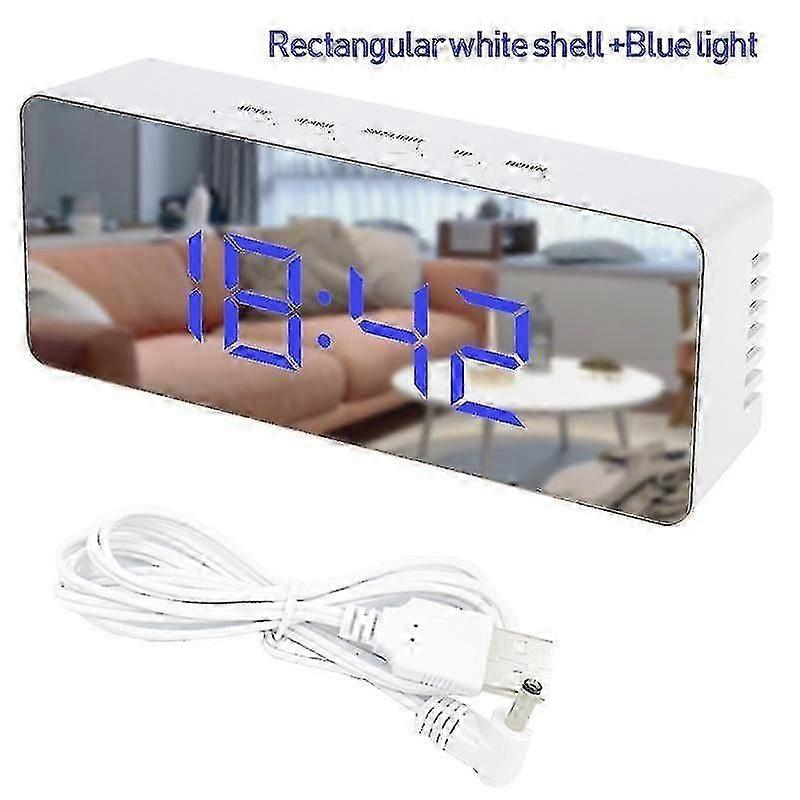 Led Digital Mirror Clock Snooze Table Clock Alarm Clock Light Home Decor Digital Alarm Clock(blue)