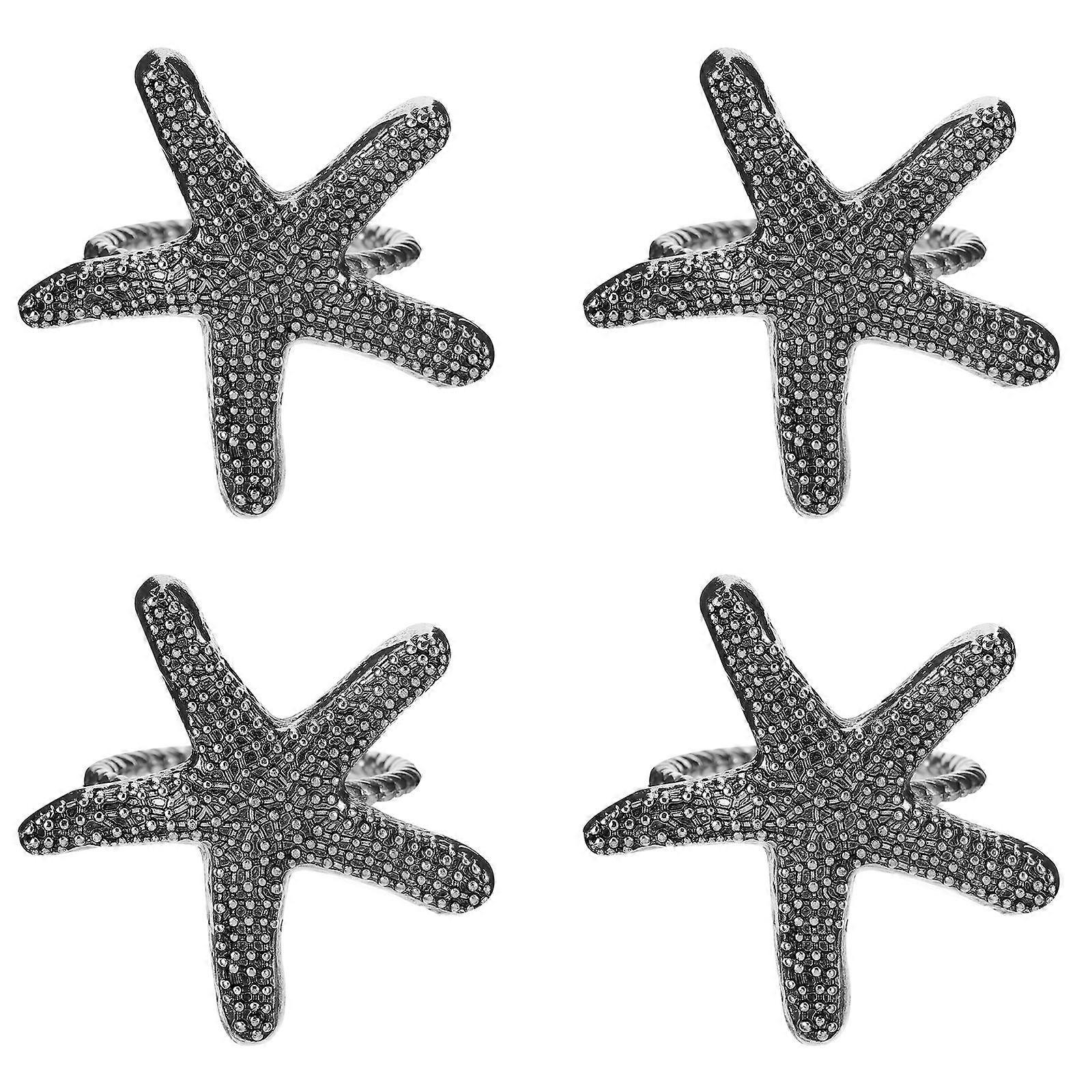 4 Pcs Oceanic Style Napkin Ring Alloy Napkin Buckle Practical Napkin Fermoir