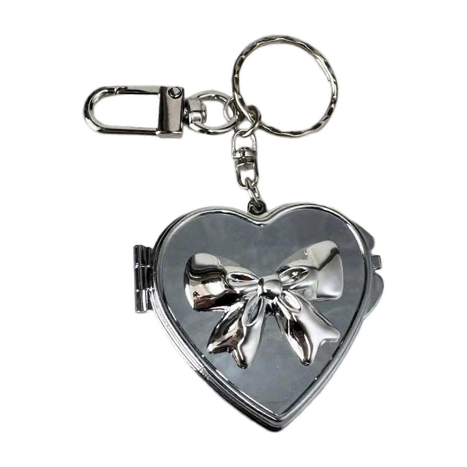 Fashionable Heart Charm Pendant with Bowknot Accent Sturdy Alloy Keyring Accessory for Daily Use and Decoration