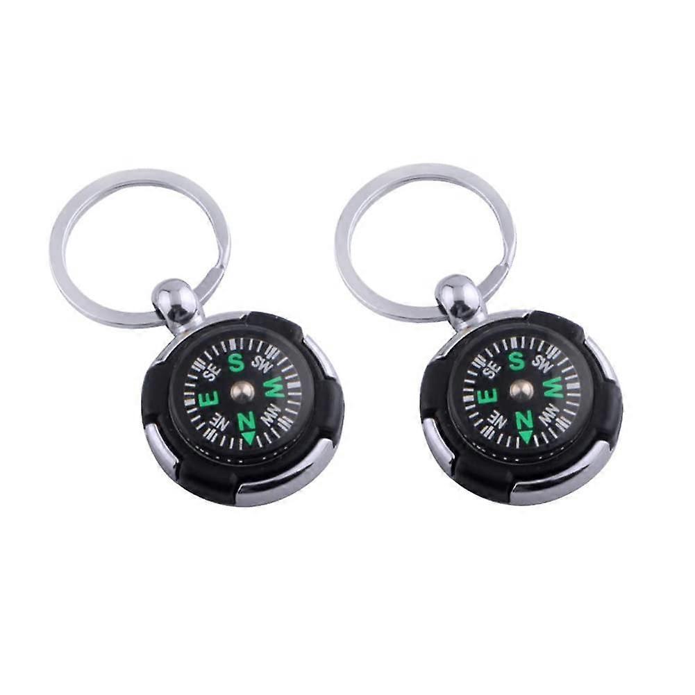 Pack of 2 Compass Pocket Compass Mini Navigation Compass Orientation Compass with Keyring for Camping Hiking Hunting and Outdoor Activities