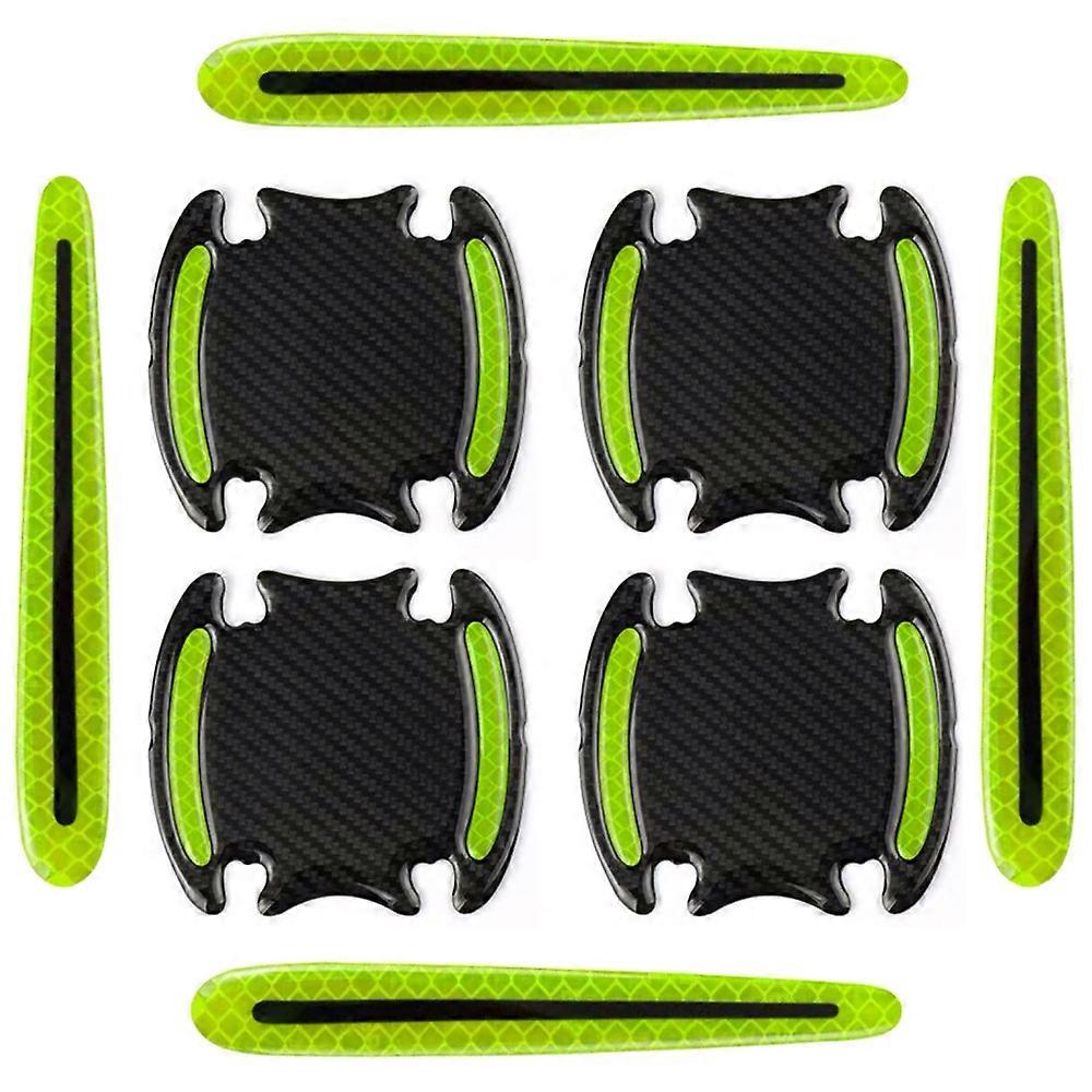 8pcs/set Car Door Handle Rearview Mirror Safety Warning Protective Reflective Sticker