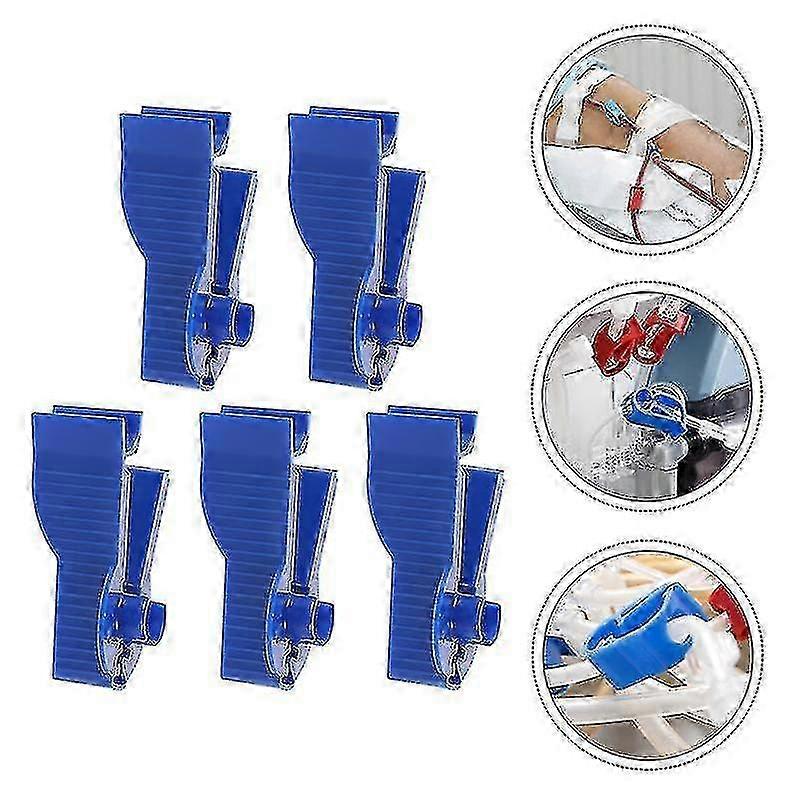 5-Piece Peritoneal Dialysis Set with Tubing Clips and Abdominal Clamp for Medical Use (Blue)