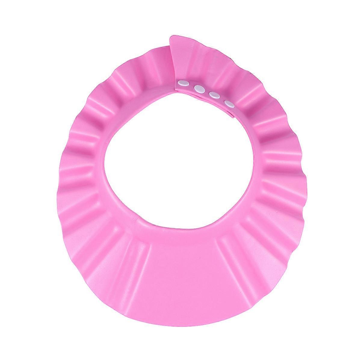 Adjustable Soft Elastic Shower Cap for Bathing   Shampoo Shield Hat Protects Eyes and Ears, Fits Most Head Sizes, Pink