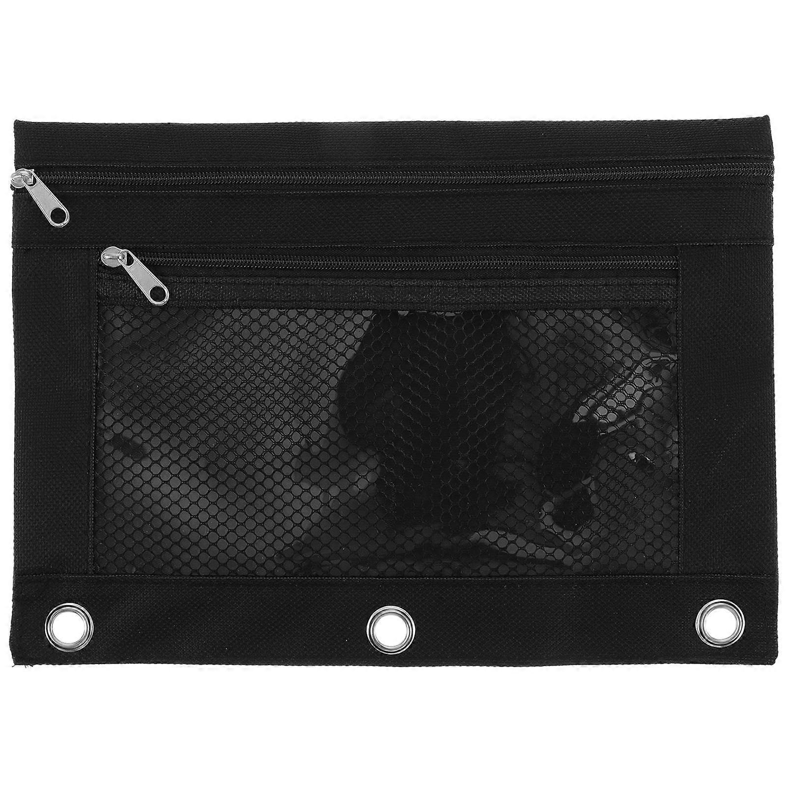 Lightweight Ring Binder Pencil Pouch with Zipper, Portable Mesh Pen Bag for Office and School Organization