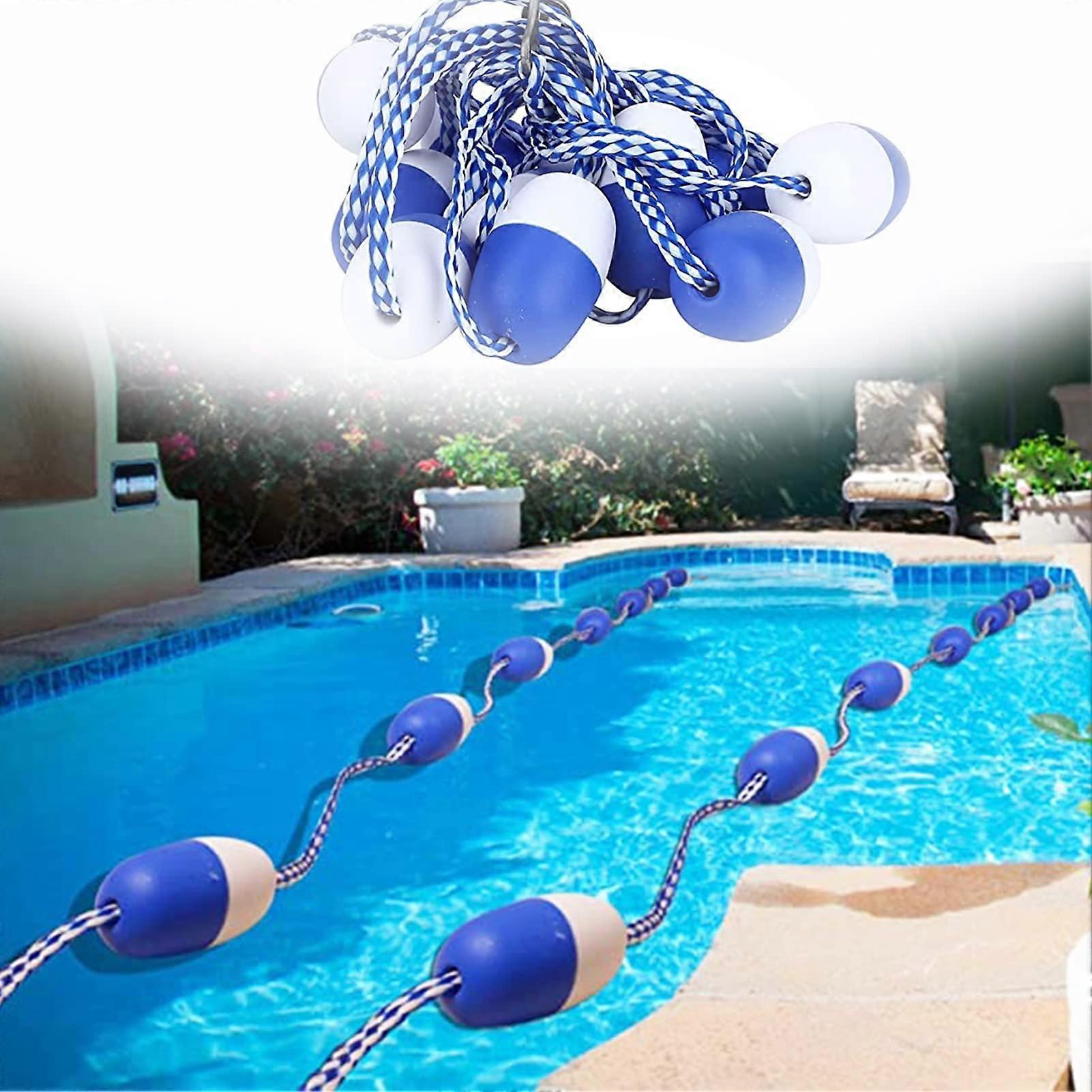 Blue-White Lane Lines Set for Outdoor Pools – Safety Rope and Floats for Pool Marking and Barrier