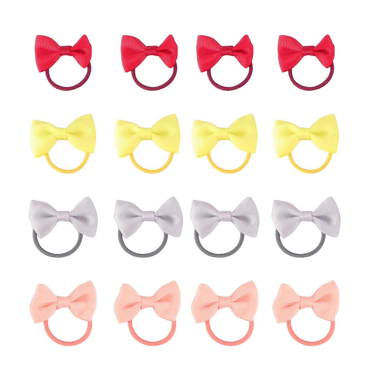 18pcs Pigtail Hair Bows with Elastic Ties Grosgrain Ribbon Ponytail Holders in Assorted Colors for Boys and Girls