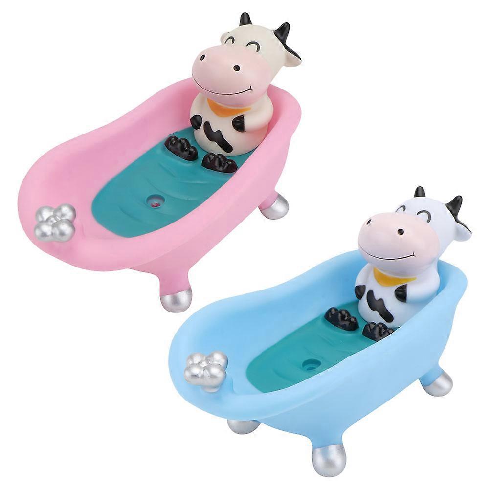 Cute Cartoon Soap Holder Set Compact Vinyl Storage Dish with Drainage for Bathroom Sinks and Bathtubs
