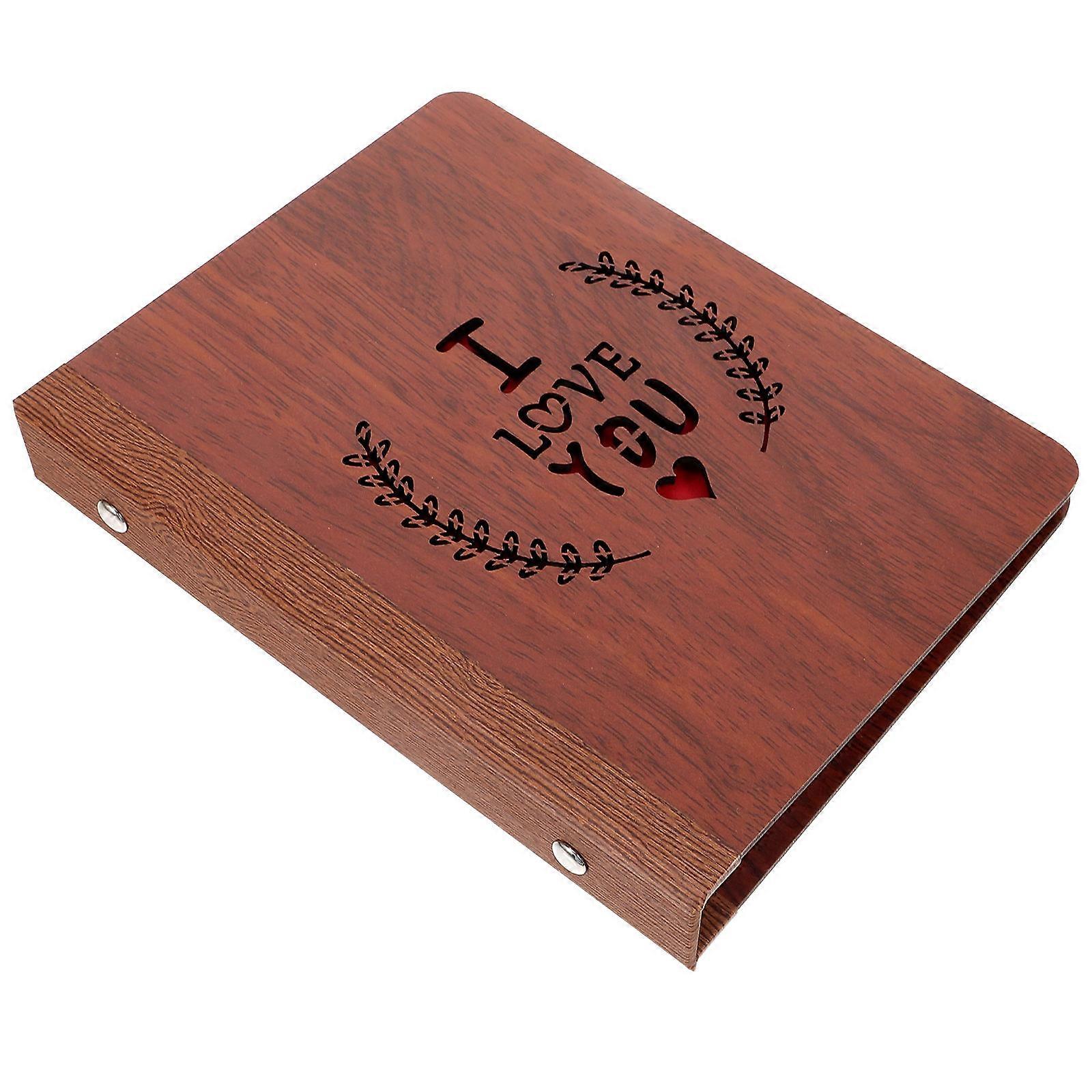 Love Photo Album Mini Scrapbook Rectangular Commemorative present Giving Brown 1Pcs