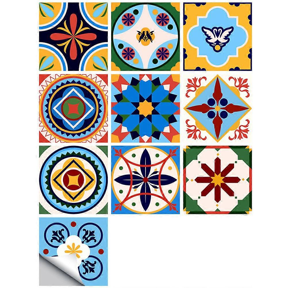 Stick Tiles Simulated Tile Sticker Kitchen Decorative Square Waterproof Assorted Color 10Pcs