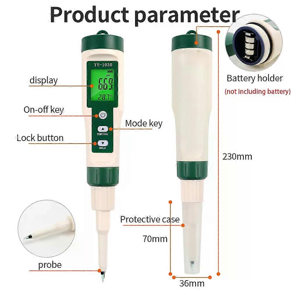 con Food Dough PH Meter LCD Backlight PH Tester Accuracy Acidity Tester Temp PH Detector for Soil Cosmetic Cheese Meat Fruit
