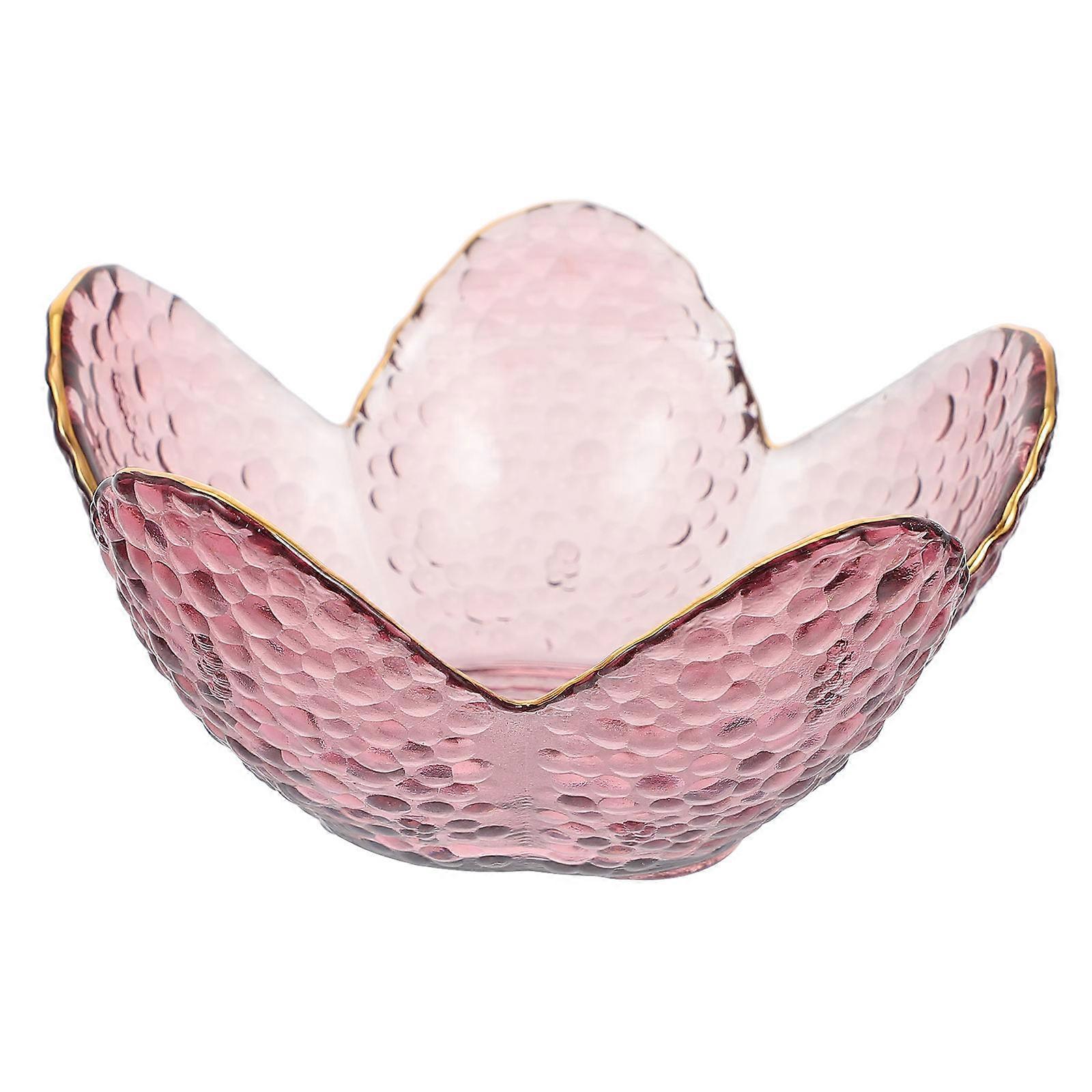 Home Tableware Glass Fruit Plate Lotus Shape Elegant Design Gold For Home Use 1Pcs