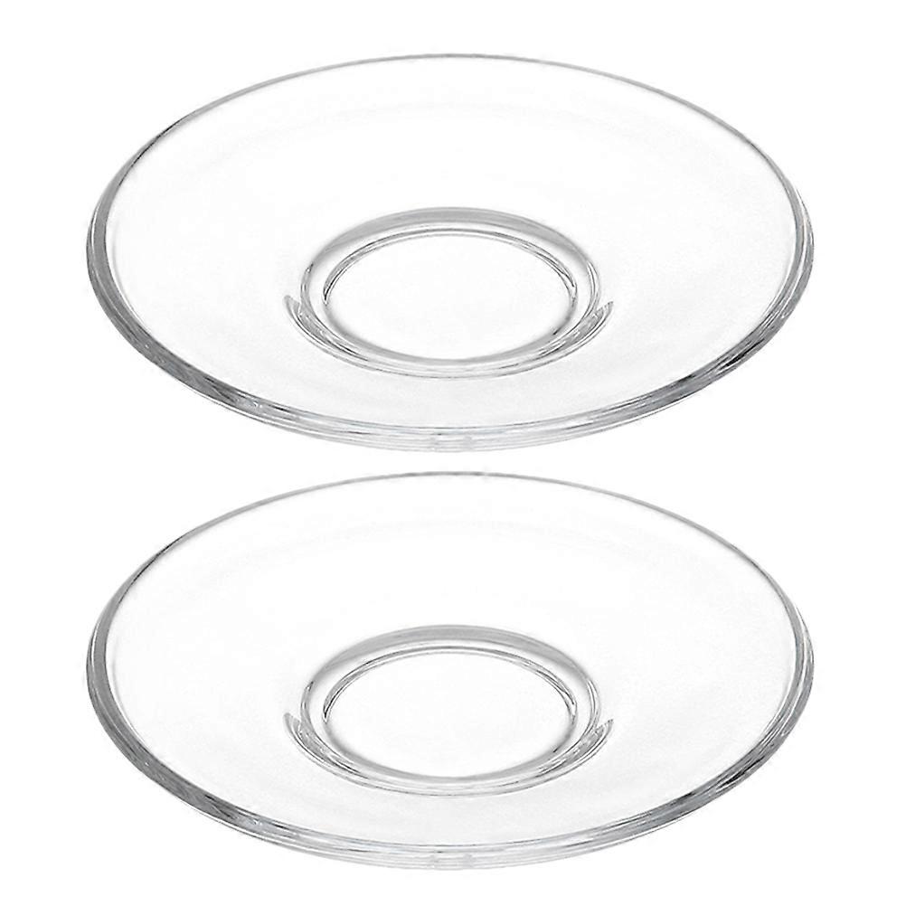 Clear Glass Tea Cups & Saucers Set Round Transparent Serving Tray for Fruits, Snacks, and Elegant Tea Parties Multipurpose Tabletop Plates with