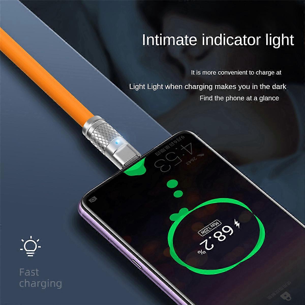 120W 6A Super Fast Charge USB C Charging Cable USB Type-C Charging+Data Transfer 2-In-1 Mobile Phone