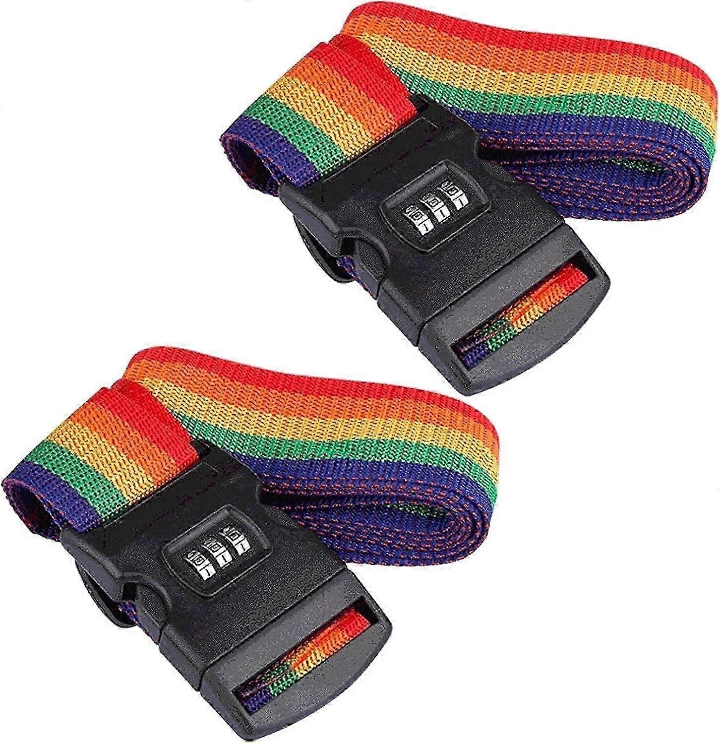 Adjustable Code Lock Luggage Strap - Fits 20-32 inch Luggage 2 Pieces