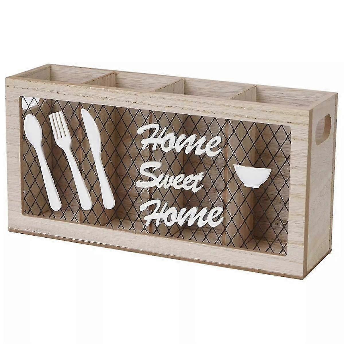 Wood Utensil Holder Kitchen Accessories Silverware Organizer for Fork Spoon for Kitchen and Home A