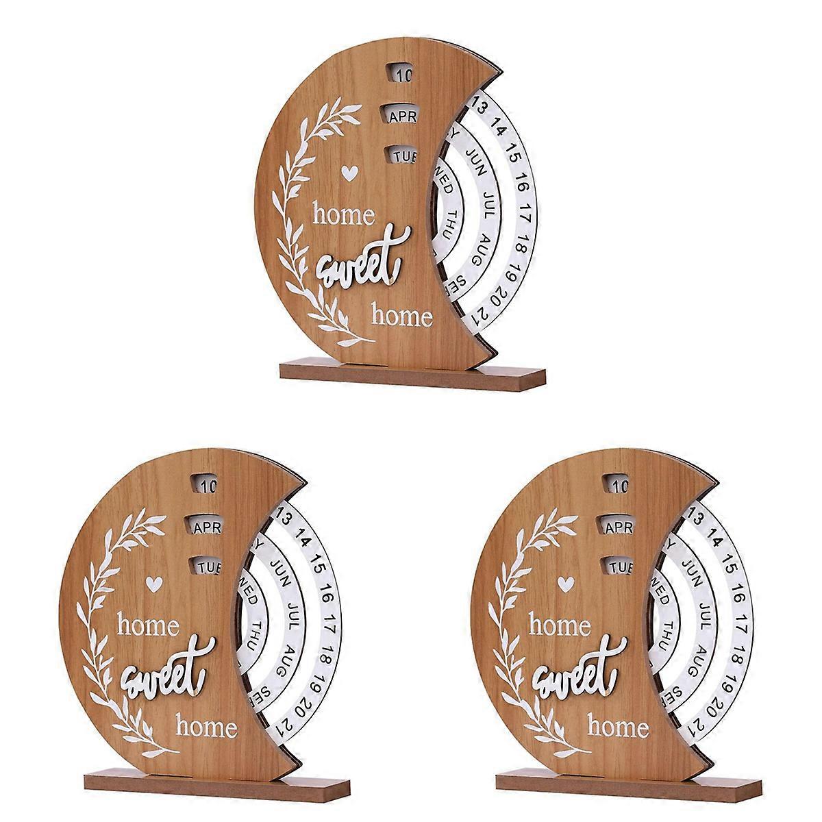 Wooden Calendar Home Porch Decoration Office Desktop Decoration, A
