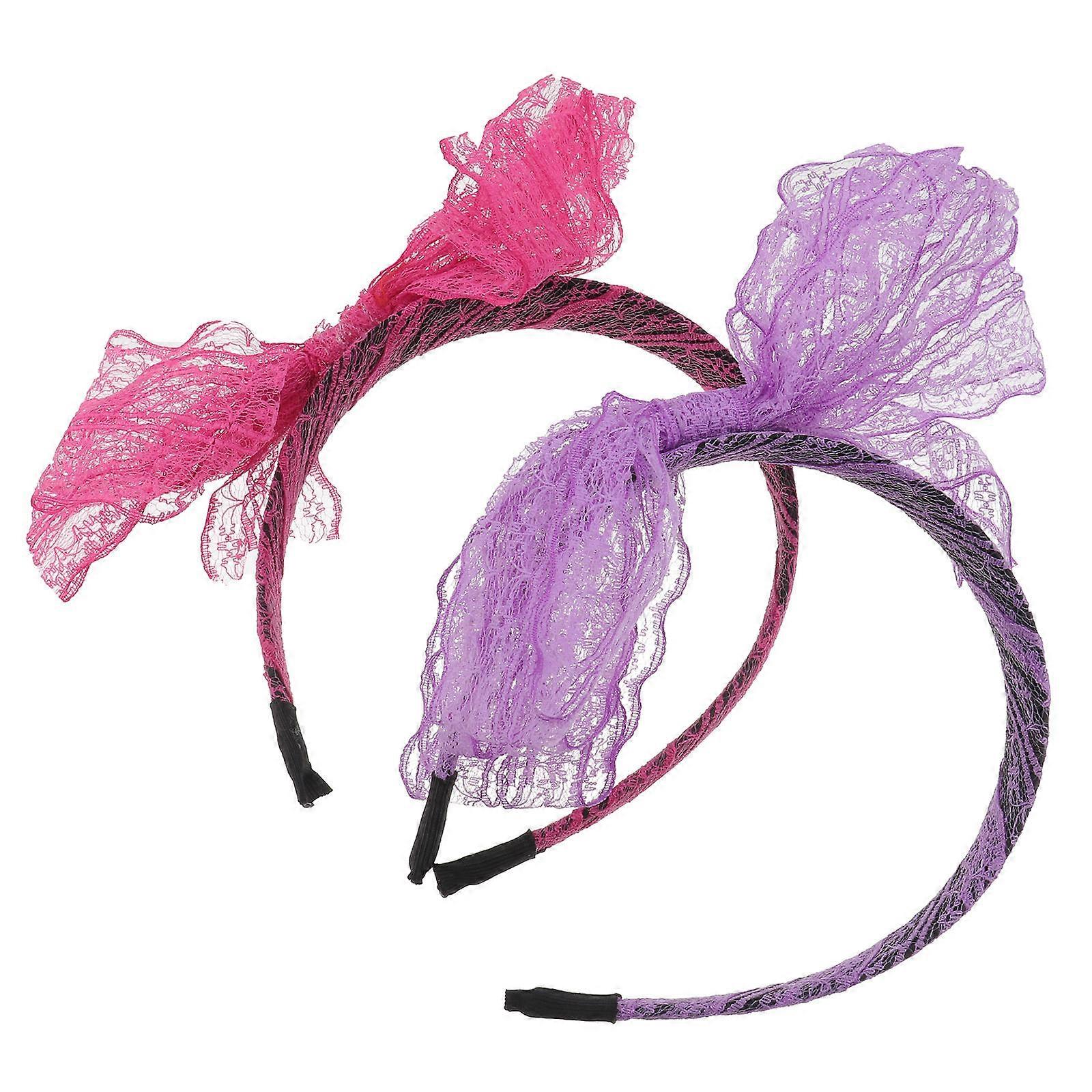 Lace Headband 70/80s Retro Style Party Accessories Circular Hair Bands for Girls 2Pcs