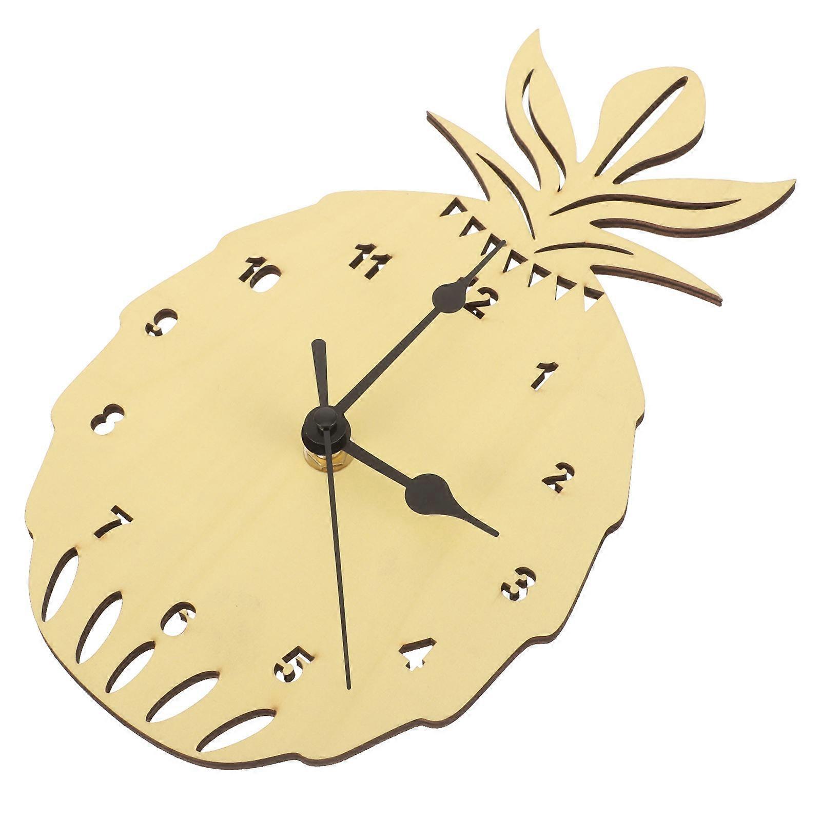 Pineapple Shaped Clock Creative Wall Clock Modern Cartoon Wall Clock Yellow Color For Bedroom 1Set