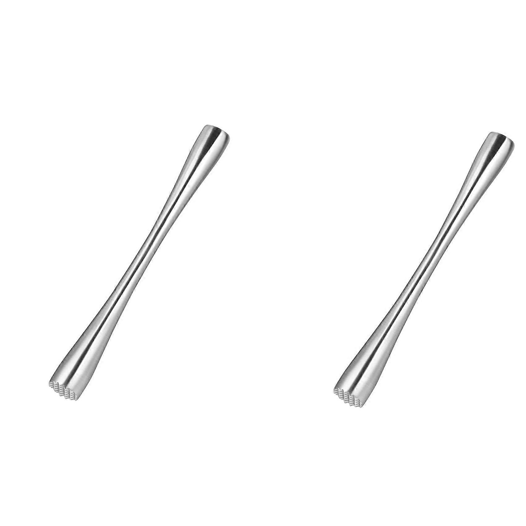 2X Cocktail Muddler Stainless Steel Lemon Press Cocktail Muddler Ice Crusher for Spice ICE Bar Tools 26 cm