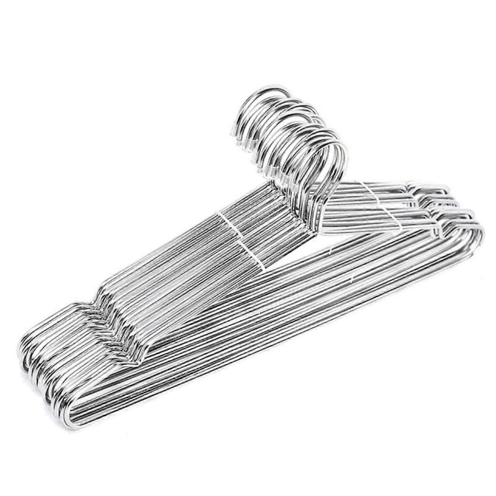 Slip-Resistant Stainless Steel Clothes Hangers, Silver, 42 cm Length, 3.2 mm Thick, 10-Piece Set, For Shirts
