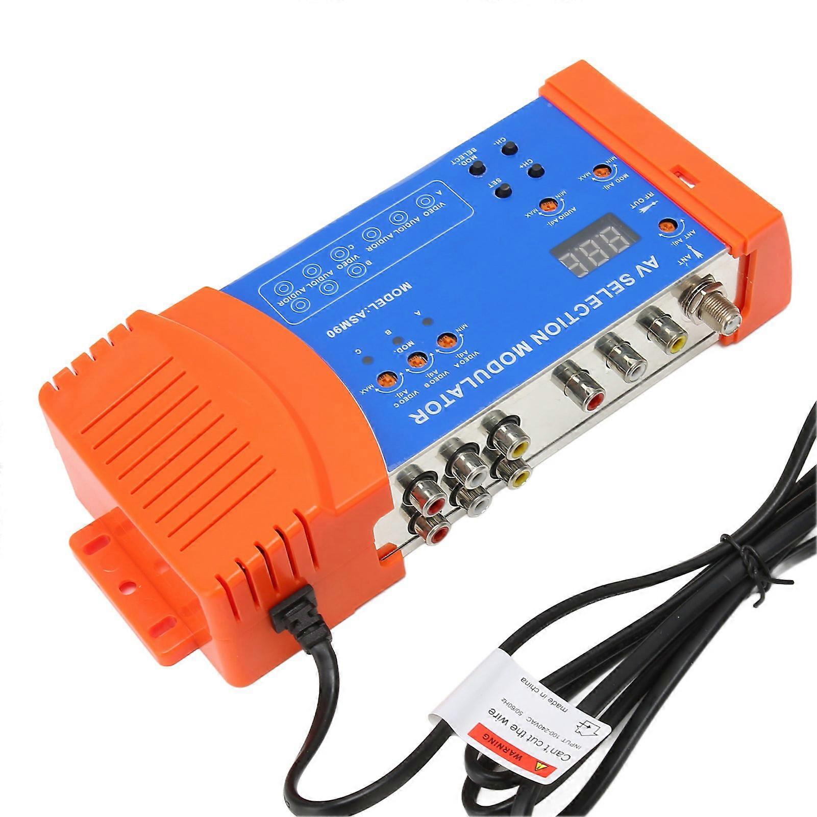 AV Selection Modulator Professional PAL NTSC Standard VHF UHF RF Modulator for Home TV 100‑240V EU Plug 