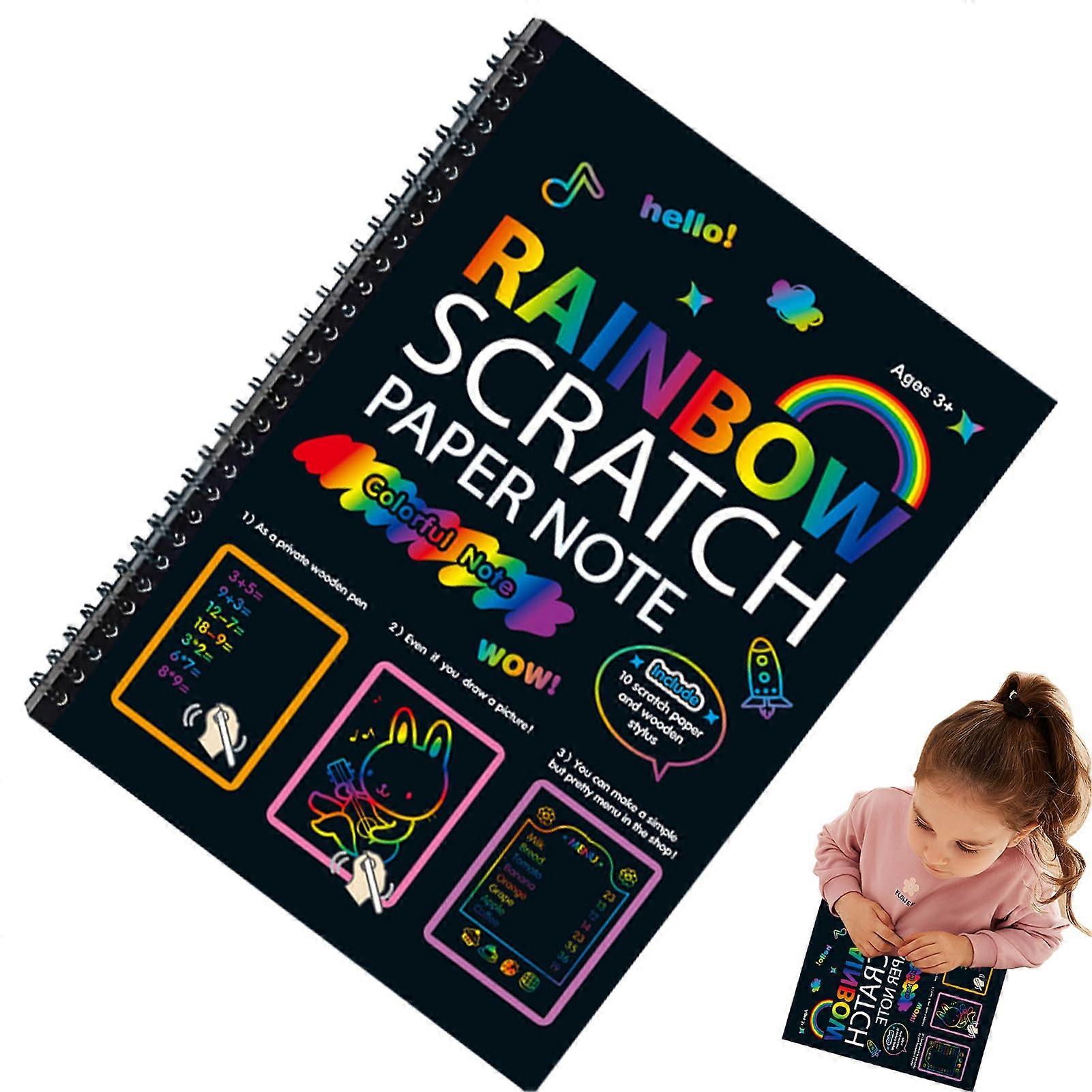 Scratch Paper Note Set for Kids - Colorful Scratch Art Sheets, Ideal for Arts and Crafts, Stocking Stuffers, and Creative Activities
