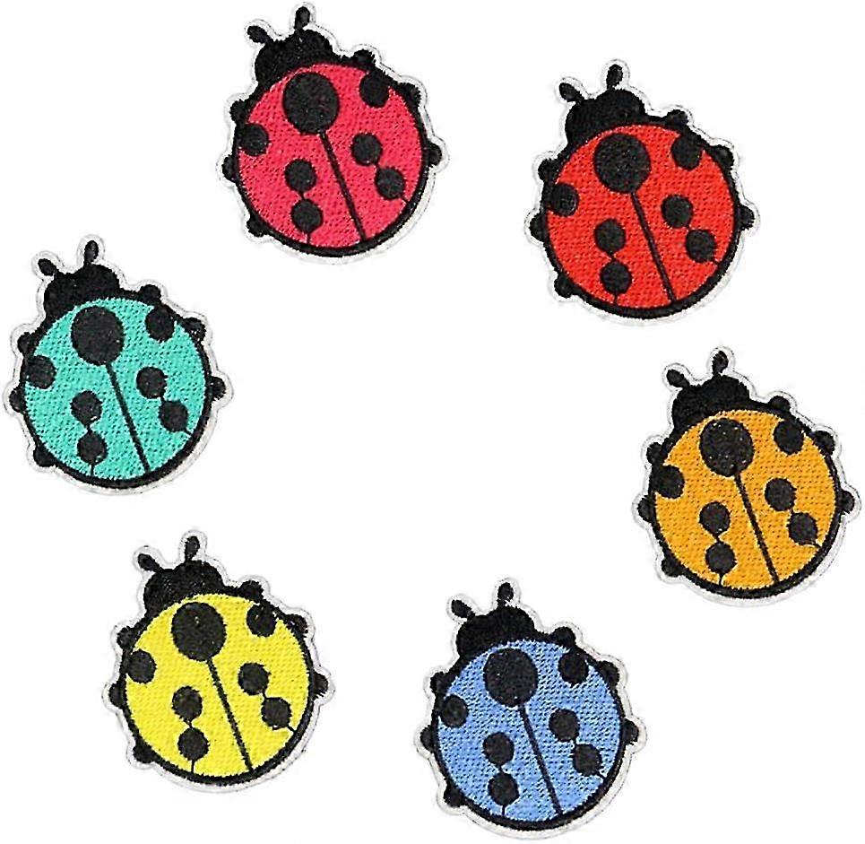 6pcs embroidered ladybug patch pattern applique for jacket backpack clothing