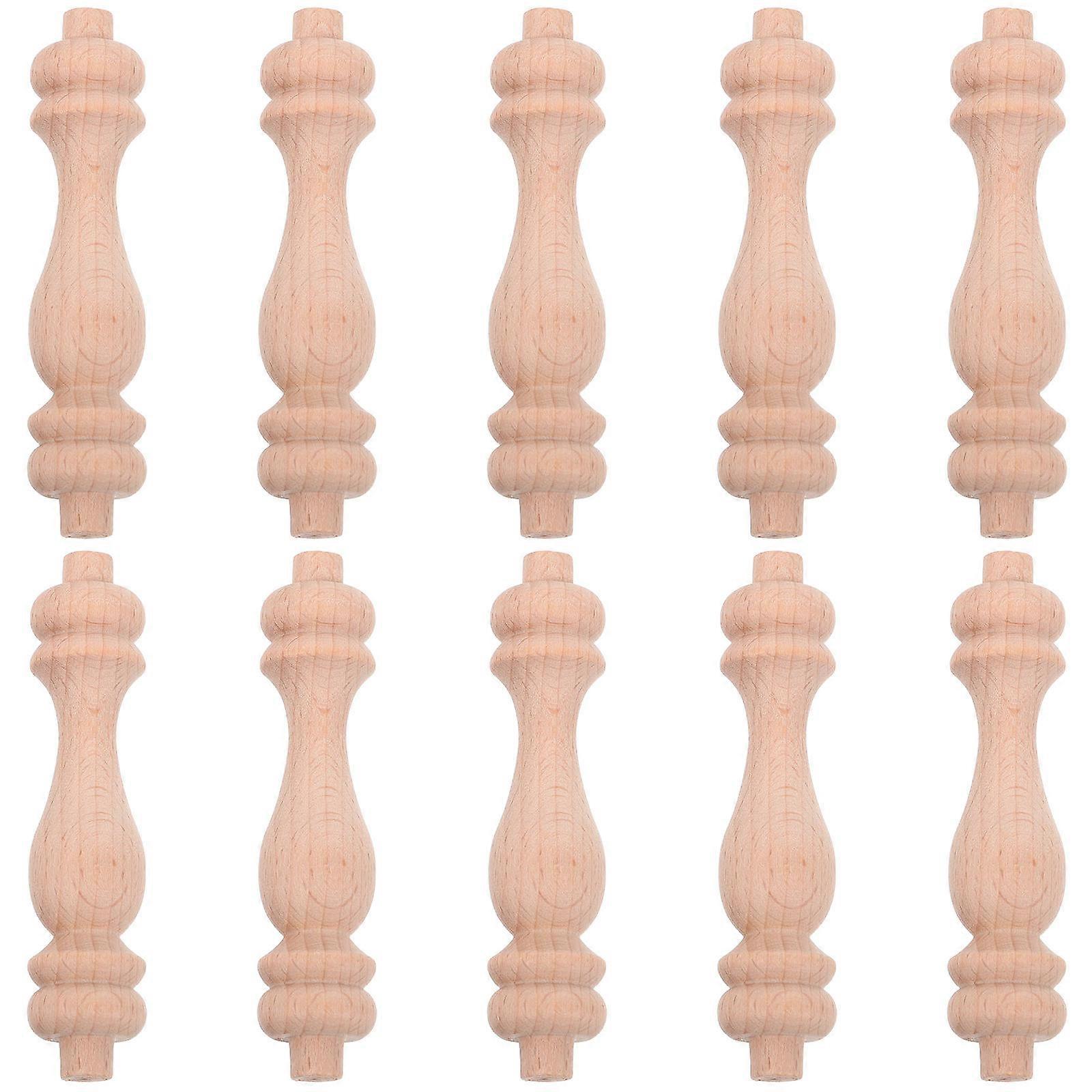 10pcs Unfinished Wood Spindles Decorative Balusters Sturdy Craft Columns for Furniture Staircase Interior Home Decor Versatile Applications