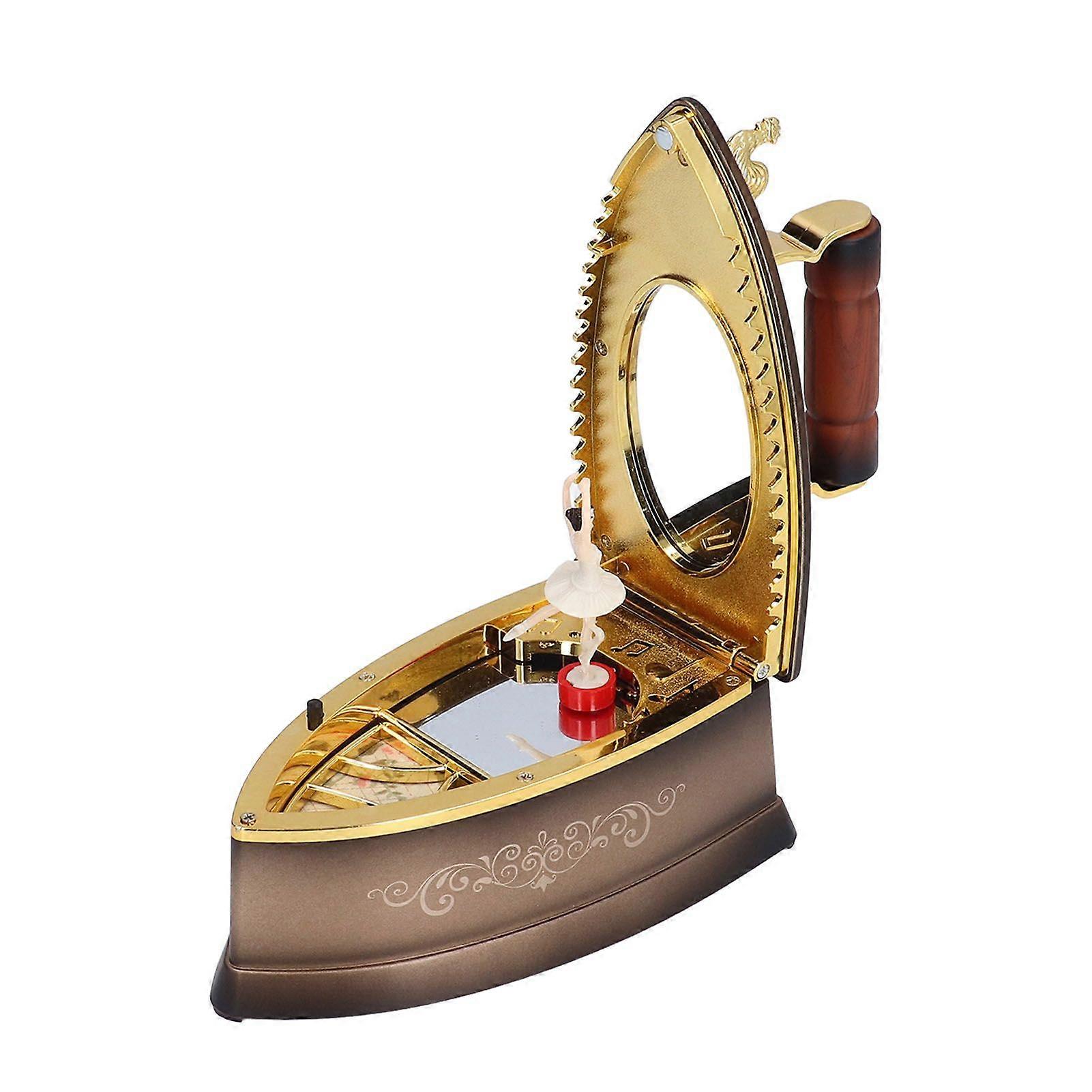 2025 Latest Model Music Box Brown Iron Shape Dancing Girl Rotating Clockwork