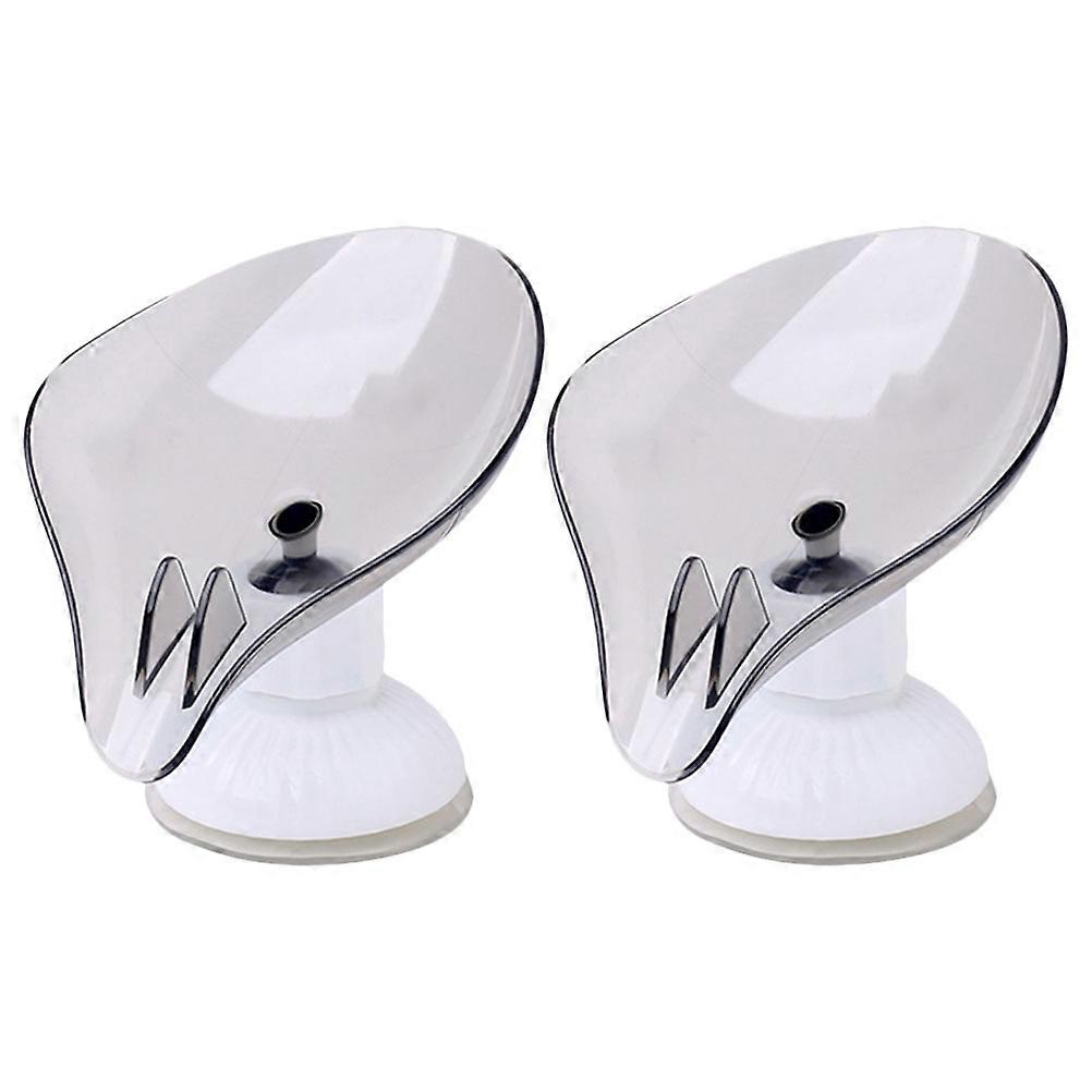 Rotatable Leaf Shaped Soap Holder with Suction Cup – Drainage Bar Soap Dish for Bathroom & Kitchen Storage – Gray