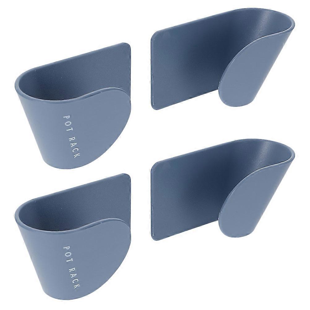 1 Set 4pcs ABS Punch Pot Lid Storage Racks and Holder Blue