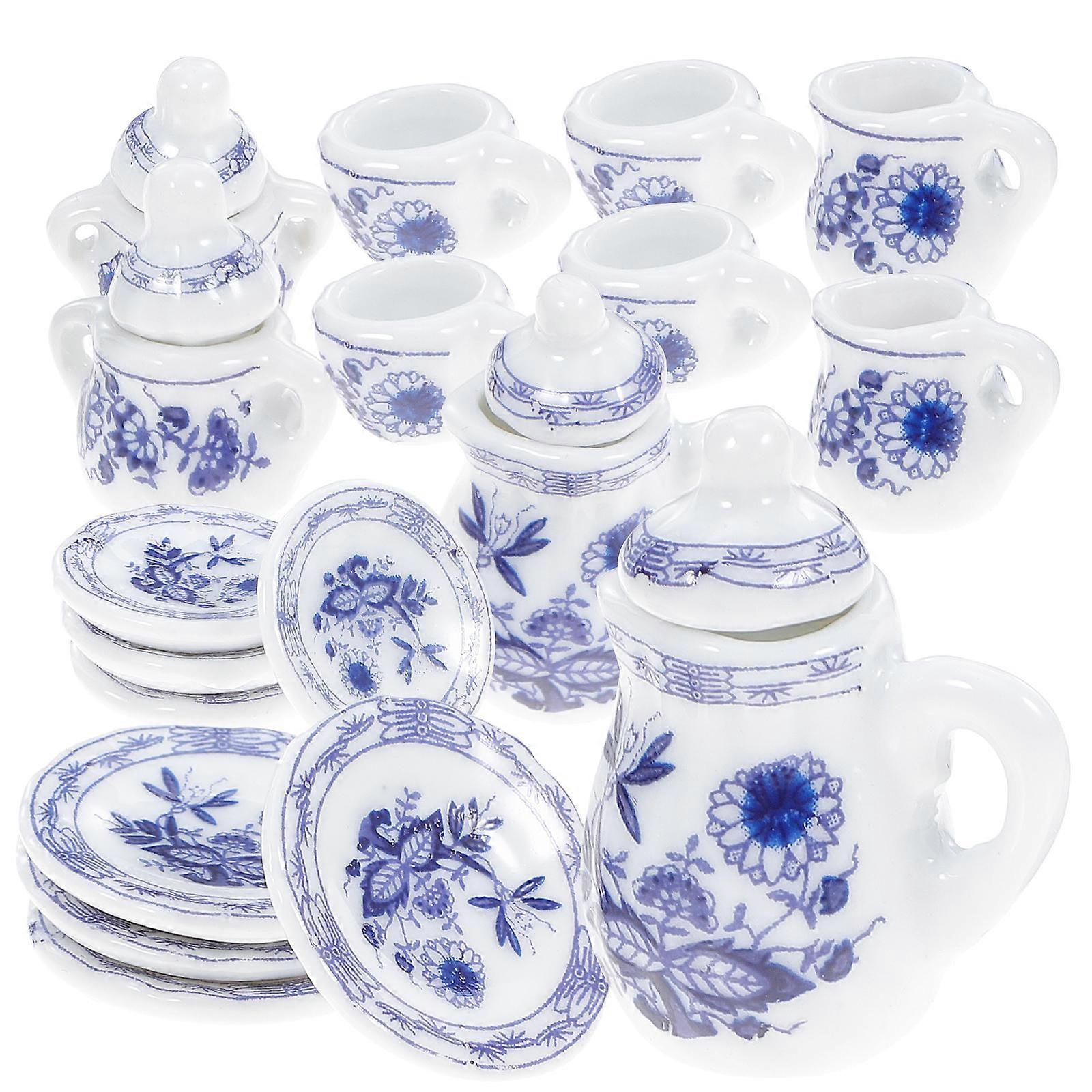 Miniature Christmas Tea Set Ceramics For Dollhouse Accessories Assorted Color 1Set