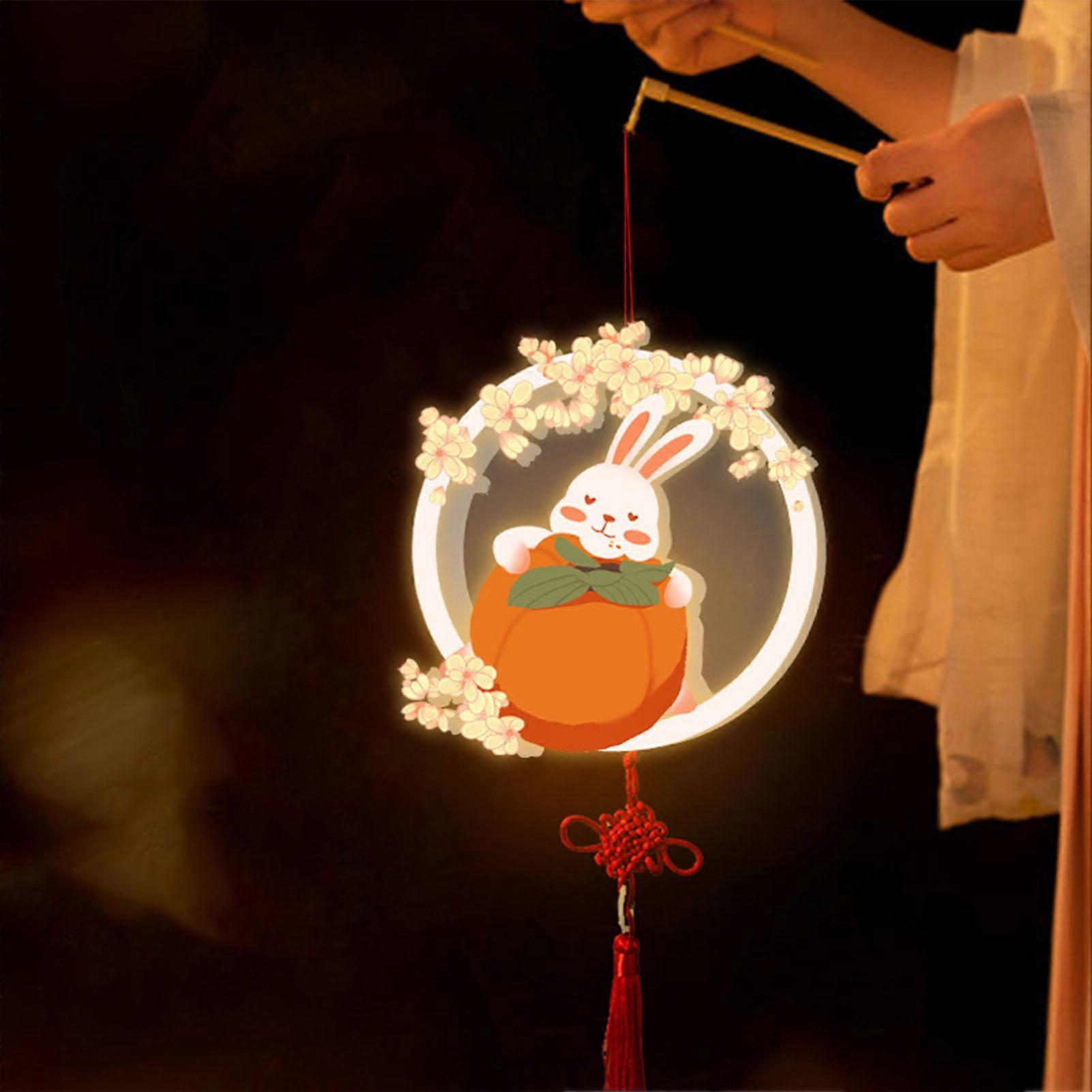 Chinese Spring Festival Bunny DIY Handmade 2023 Year of The Rabbit Handheld Lantern for Kids Gift